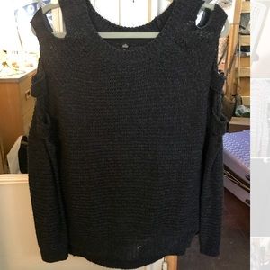 Navy blue cold shoulder sweater